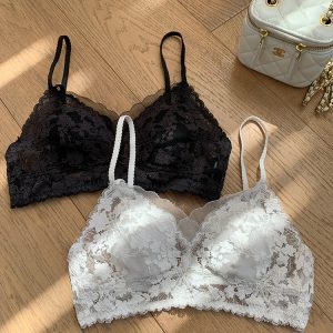 Floral Lace Wireless Bra for Summer - Lightweight Minimizing Underwear with Beautiful Back Design for Big Chest Support