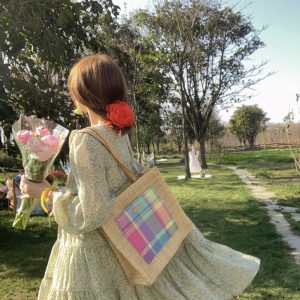 Floral Long Sleeve Chiffon Dress for Women - Spring Loose Puff Sleeve Cake Dress, Vintage Flower Dance Style, Perfect for Spring Events