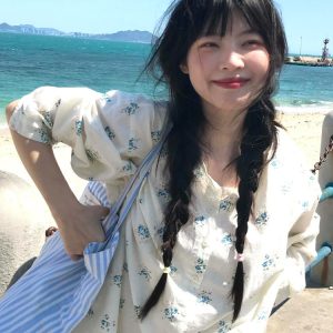 Floral Long-Sleeve Shirt for Women - Spring Sun-Protective Jacket, Casual College Style, Loose Fit Top