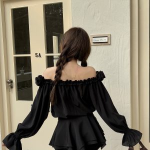 Floral One-Shoulder Chiffon Shirt Dress for Women - Lightweight Waist-Cinching Style for Spring and Summer Fashion