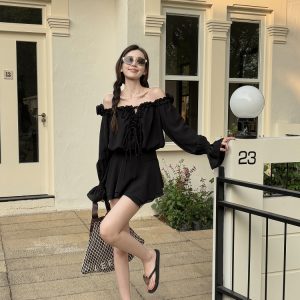 Floral One-Shoulder Chiffon Shirt Dress for Women - Lightweight Waist-Cinching Style for Spring and Summer Fashion