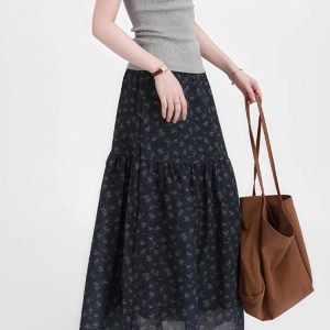 Floral Plus Size A-Line Long Skirt for Women, Summer 2025 Lightweight Style, Flattering Design to Hide Belly