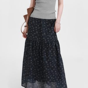 Floral Plus Size A-Line Long Skirt for Women, Summer 2025 Lightweight Style, Flattering Design to Hide Belly