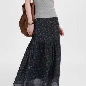 Floral Plus Size A-Line Long Skirt for Women, Summer 2025 Lightweight Style, Flattering Design to Hide Belly