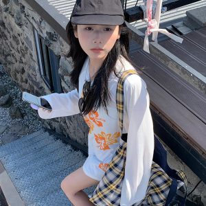 Floral Print Long Sleeve T-Shirt for Women - American Style Loose Round Neck Sun Protection Cover-Up - Summer Thin Top