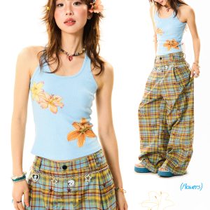 Floral Print Tank Top for Women - Sweet and Spicy Summer Slim Fit - American Style, 90s Inspired, Casual Fashion Top