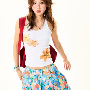 Floral Print Tank Top for Women - Sweet and Spicy Summer Slim Fit - American Style, 90s Inspired, Casual Fashion Top