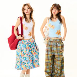 Floral Print Tank Top for Women - Sweet and Spicy Summer Slim Fit - American Style, 90s Inspired, Casual Fashion Top