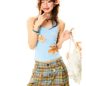 Floral Print Tank Top for Women - Sweet and Spicy Summer Slim Fit - American Style, 90s Inspired, Casual Fashion Top