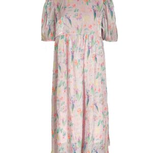 Floral Puff Sleeve A-Line Dress - Women's Vintage Summer Dress with Loose Fit, Romantic Style, Perfect for 90s and Y2K Looks