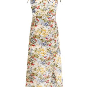 Floral Sleeveless Long Dress for Women - French Style 2025 Summer Slim Fit Vacation Trend