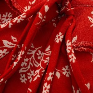 Floral Slimming Short Red Spaghetti Strap Dress - 2025 Summer French Vacation Style for Women, Perfect for Y2K and 90s Fashion Fans