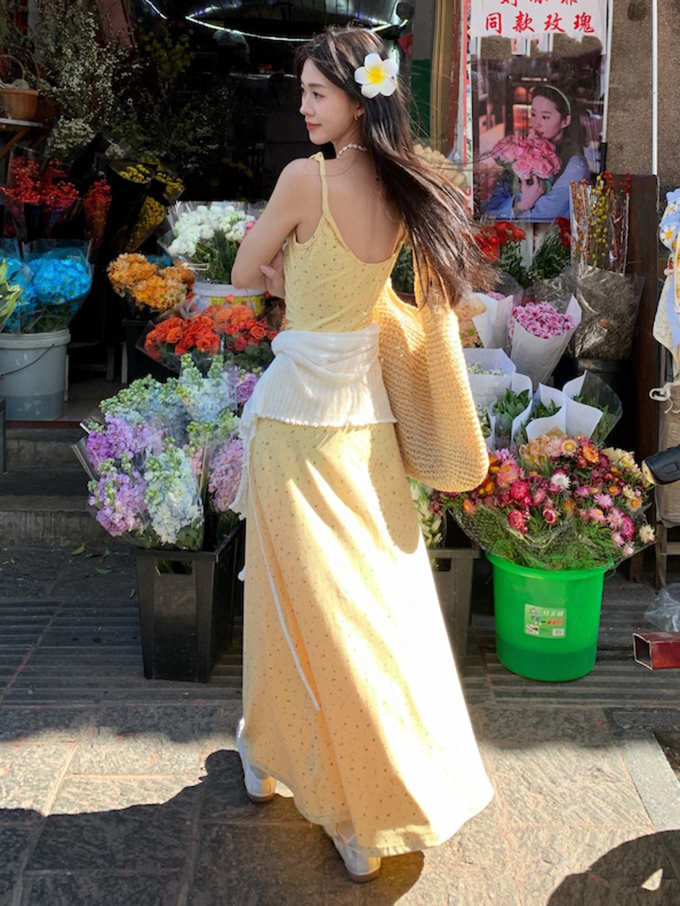 Floral Spaghetti Strap Long Dress with Low Neck and Bow Tie - Women's Gentle Summer Dress, Perfect for Y2K and Bohemian Styles Floral Spaghetti Strap Long Dress with Low Neck and Bow Tie - Women's Gentle Summer Dress, Perfect for Y2K and Bohemian Styles