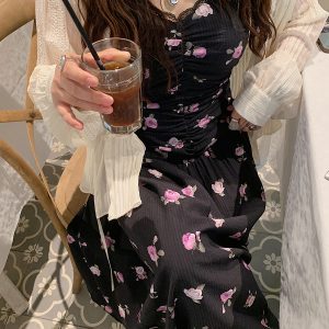 Floral Spaghetti Strap Plus Size Dress for Women – Summer 2025 Slimming Design, Flattering for Curvy Figures, Trendy and Stylish