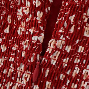 Floral Spaghetti Strap Short Red Dress - French Style Summer Dress 2025 for Women - Vacation Ready Fashion