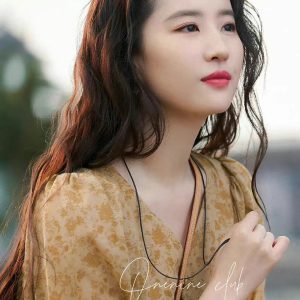 Floral V-Neck Dress for Women - Long Sleeve Printed 2025 Spring Style, Liu Yifei Inspired, Trendy Korean Fashion
