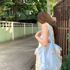 Flower Butterfly Lace Pearl Shimmering Crossbody Bag - Women's Vintage Summer Large Capacity Shoulder Bag