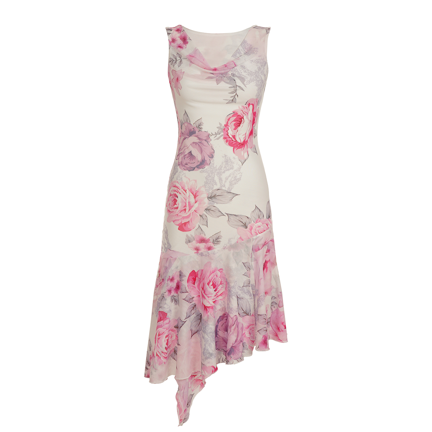 Flowy Floral French Tulle Dress for Women, Waist-Cinching Bodycon Style, Summer Fashion, Elegant Floral Design