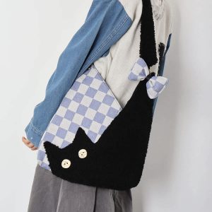 Fluffy Cat Shoulder Bag - Large Capacity Furry Crossbody Purse - Cute Niche Style for Cat Lovers