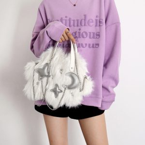 Fluffy Cloud Bag for Women - Niche High-End Long-Haired Handbag & Crossbody Bag for Autumn/Winter 2023, Cute and Stylish