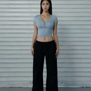 Four-Color Basic Low-Waist Straight-Leg Sweatpants - Versatile Casual Sports Pants for a Slimming Y2K Look