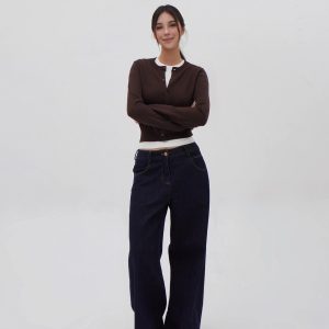 Four-Color Wool Silk Slim-Fit Short Cardigan Sweater - Chic Layering Piece for 90s Inspired Style