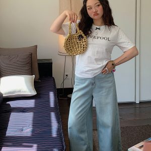 Frayed Denim Cropped Pants for Women – Plus Size Slimming Loose Wide Leg Summer 2025 Fashion