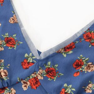 French Blue Floral V-Neck Long Dress for Women - Summer 2025 Vacation Style, Elegant and Chic Fashion for Every Occasion