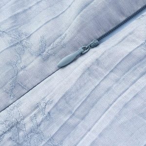 French Blue Jacquard Puff Sleeve Dress for Women - 2025 Summer Asymmetrical Long Skirt, Resort Style, Elegant Fashion