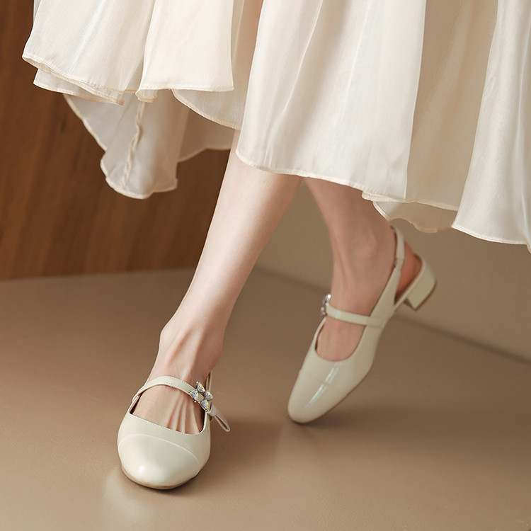 French Fairy Style Chunky Heel Backless Open-Toe Sandals for Women - Elegant Spliced Design, Perfect for Y2K and Summer Fashion French Fairy Style Chunky Heel Backless Open-Toe Sandals for Women - Elegant Spliced Design, Perfect for Y2K and Summer Fashion