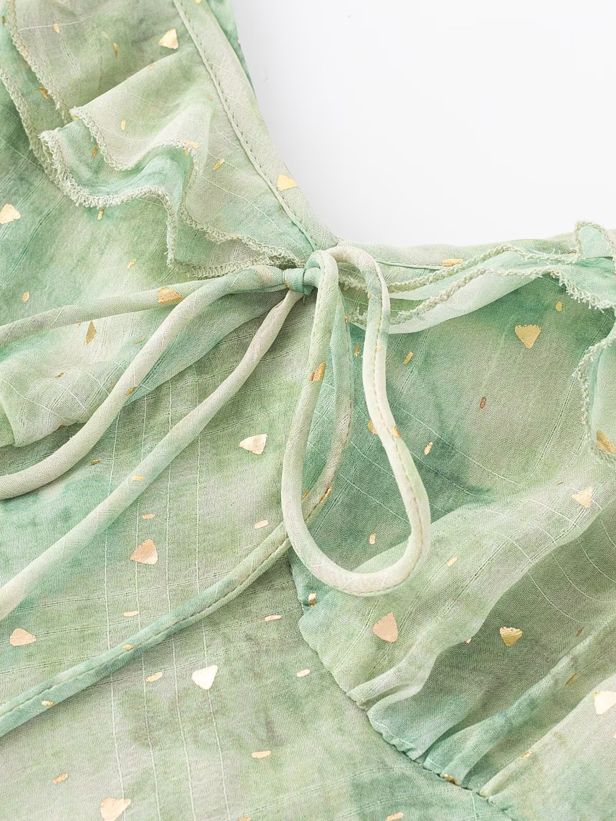 French Green Gradient V-Neck Dress for Women - Summer 2025 Long Vacation Style Dress, Trendy and Stylish French Green Gradient V-Neck Dress for Women - Summer 2025 Long Vacation Style Dress, Trendy and Stylish