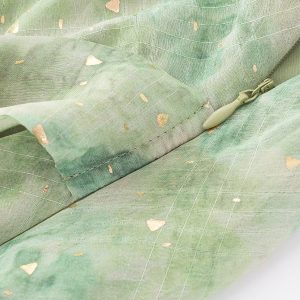 French Green Gradient V-Neck Dress for Women - Summer 2025 Long Vacation Style Dress, Trendy and Stylish