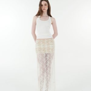 French Lace Jacquard Tie Cardigan and High-Slit Skirt Set - Chic 90s Inspired Women's Fashion Ensemble
