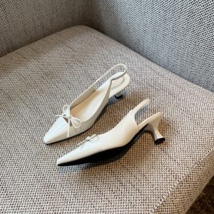 French Pointed Toe Bow Tie Open-Back Sandals for Women - Summer 2025 Thin High Heels, Chic and Elegant Footwear