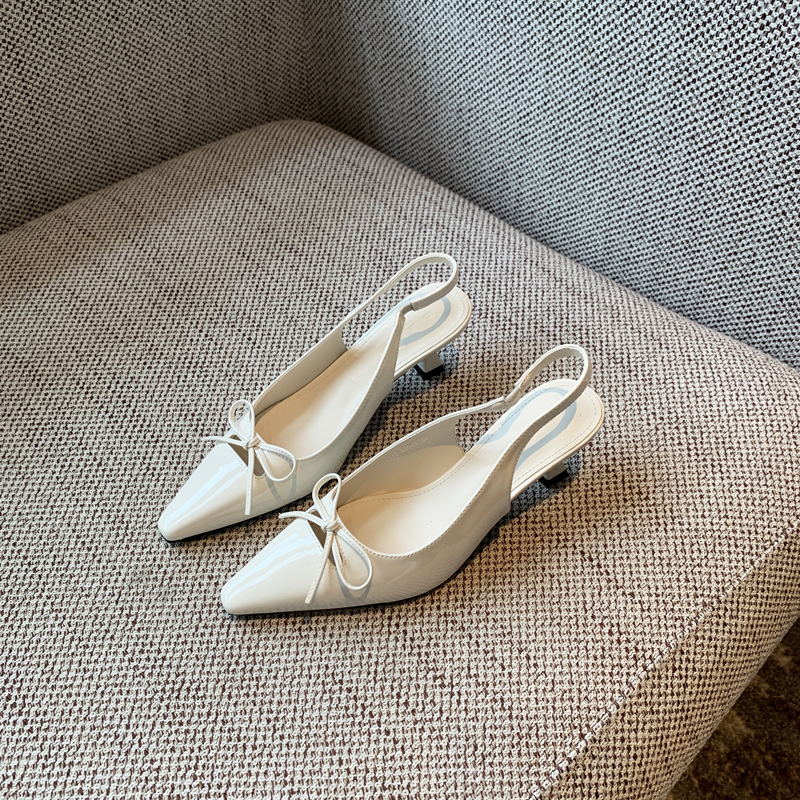 French Pointed Toe Bow Tie Open-Back Sandals for Women - Summer 2025 Thin High Heels, Chic and Elegant Footwear