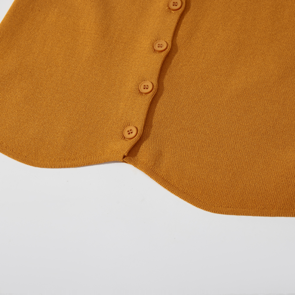 French Pumpkin Color Ice Silk Knitted Short Sleeve T-Shirt for Women, Unique Summer Cardigan Top with Flying Sleeves French Pumpkin Color Ice Silk Knitted Short Sleeve T-Shirt for Women, Unique Summer Cardigan Top with Flying Sleeves