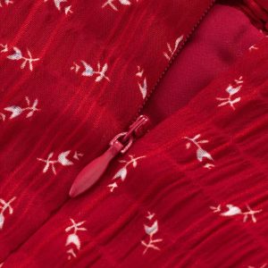 French Red Floral Mini Dress for Petite Women - Summer 2025 Vacation Style