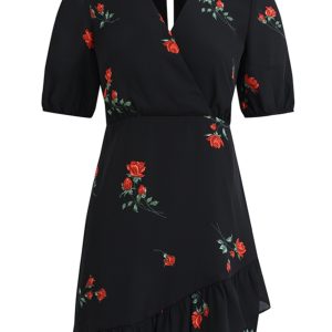 French Style Black Short Dress for Women - 2025 Summer Vacation Look, Inspired by Yang Caiyu, Trendy and Chic