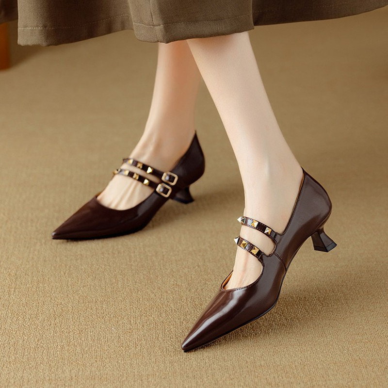 French Style Elegant Shallow Mouth Mary Jane Loafers for Women - Retro Italian Fashion Single Shoes