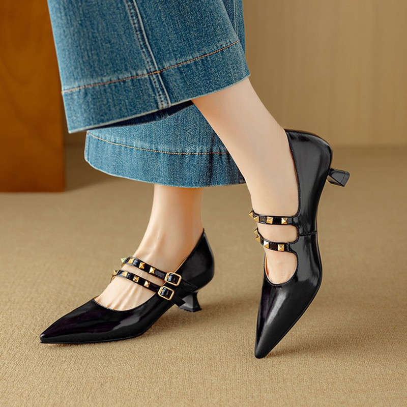 French Style Elegant Shallow Mouth Mary Jane Loafers for Women - Retro Italian Fashion Single Shoes