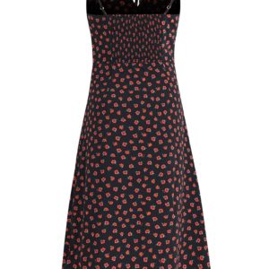 French Style Floral Spaghetti Strap Black Maxi Dress - Slim Fit Vacation Dress for Summer 2025, Perfect for 90s and Y2K Fashion