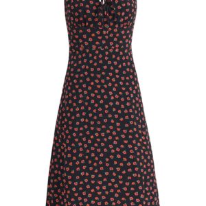 French Style Floral Spaghetti Strap Black Maxi Dress - Slim Fit Vacation Dress for Summer 2025, Perfect for 90s and Y2K Fashion