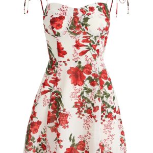 French-Style Floral Vacation Short Dress 2025 Summer Women's Petite Slim Fit Y2K Fashion