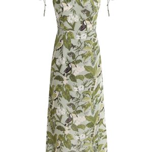 French-Style Green Sling Dress - Summer 2025 Women's Slim Fit Vacation Dress