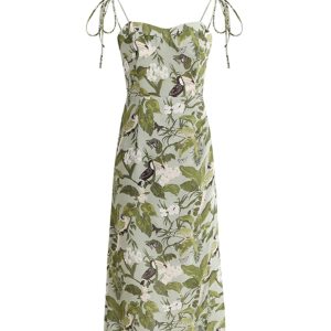 French-Style Green Sling Dress - Summer 2025 Women's Slim Fit Vacation Dress