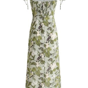 French-Style Green Sling Dress - Summer 2025 Women's Slim Fit Vacation Dress