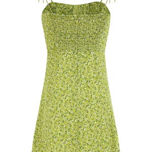 French-Style Green Spaghetti Strap Vacation Dress for Petite Women - 2025 Summer Fashion