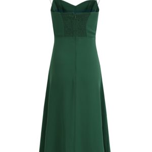 French Style Green Summer Dress 2025 with Side Slit and Spaghetti Straps - Women's Vacation Maxi Dress