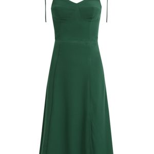French Style Green Summer Dress 2025 with Side Slit and Spaghetti Straps - Women's Vacation Maxi Dress