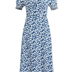 French-Style Long Blue Dress for Women - 2025 Summer Vacation Fashion, Elegant and Chic Look, Inspired by Zhong Chuxi